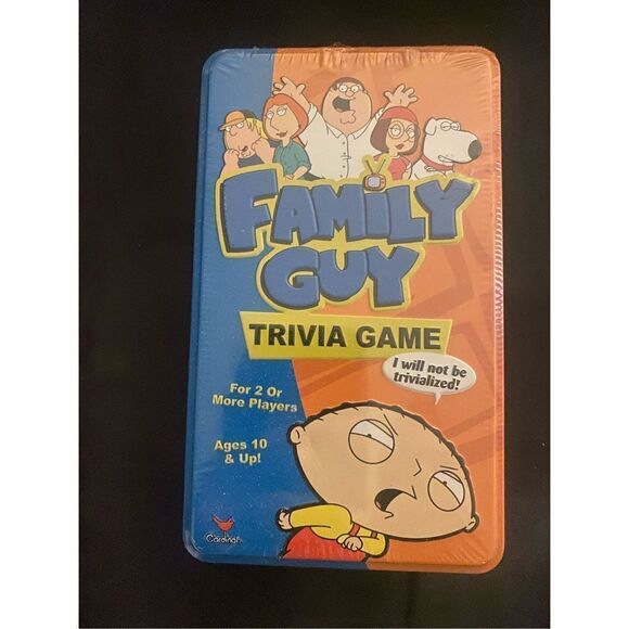 Family Guy Trivia Card Game Cardinal Complete Set Tin Box 200 Questions 2006 - Picture 1 of 2